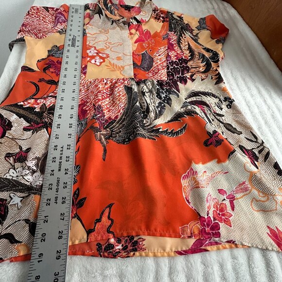 Nic+Zoe Womens Paisley Print Long Sleeve Collared Blouse XL Multicolor Casual - Picture 7 of 7